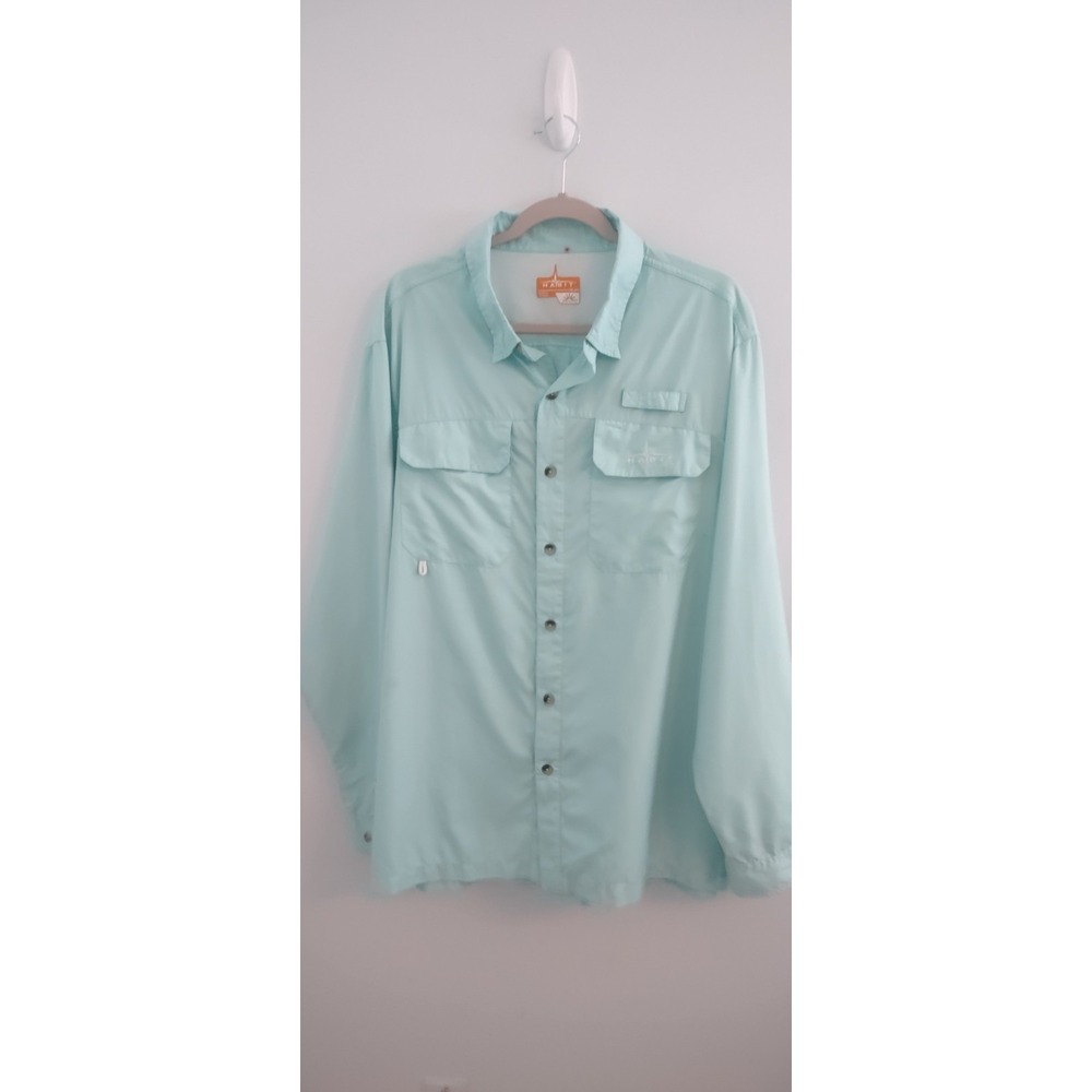 HABIT 30+ Solar Factor Adjustable LS Fishing Shirt Seafoam Green Men XL 2 Pocket